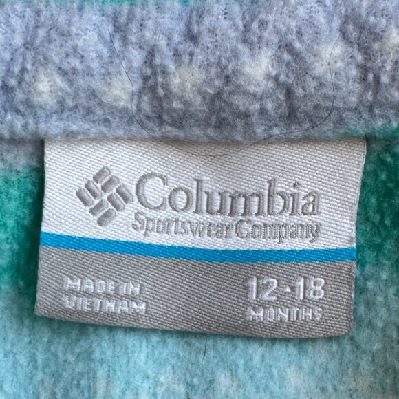 COLUMBIA Toddler fleece jacket, Full zip, Size 12-18 mo, Teal, Blue, Gray, White - Picture 5 of 7